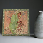 Alphonse Mucha Winter Season Art Nouveau Vintage Ceramic Tile<br><div class="desc">This ceramic tile is part of a set of four (Winter, Four Seasons) inspired by the iconic Art Nouveau era of the renowned Czech artist Alphonse Mucha. Mucha is widely recognized as one of the leading Art Nouveau designers and is known for his collaborations with the legendary actress Sarah Bernhardt....</div>