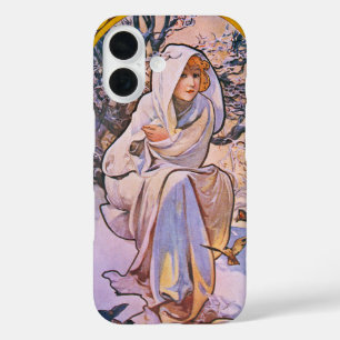 Alphonse Mucha Winter Season, Vintage Art Nouveau iPhone 16 Case