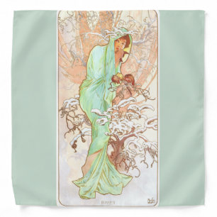 Alphonse Mucha Winter Vintage Art Nouveau Painting Bandana
