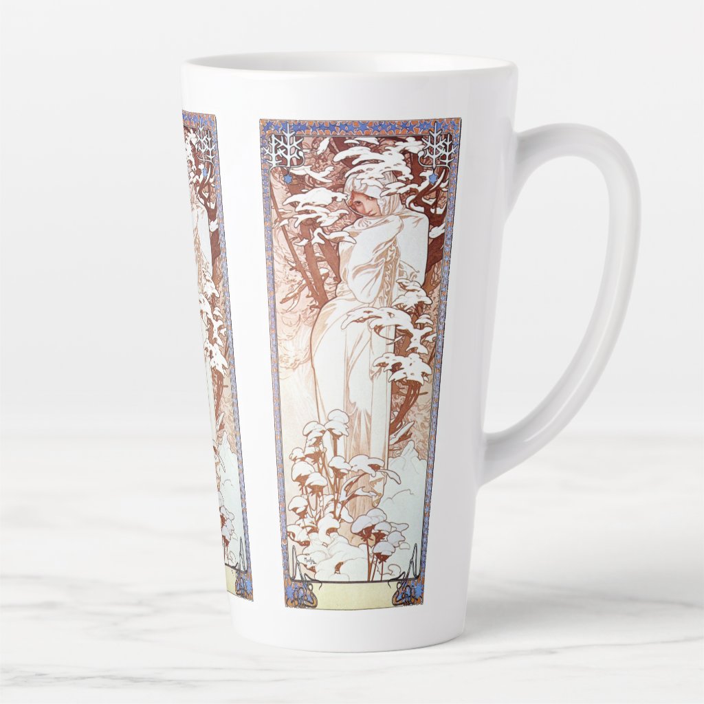 Alphonse Mucha - Winter White Latte Mug