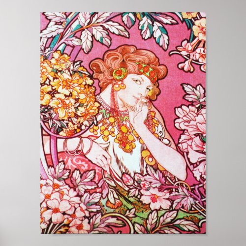 Alphonse Mucha _ Woman Among The Flowers Poster