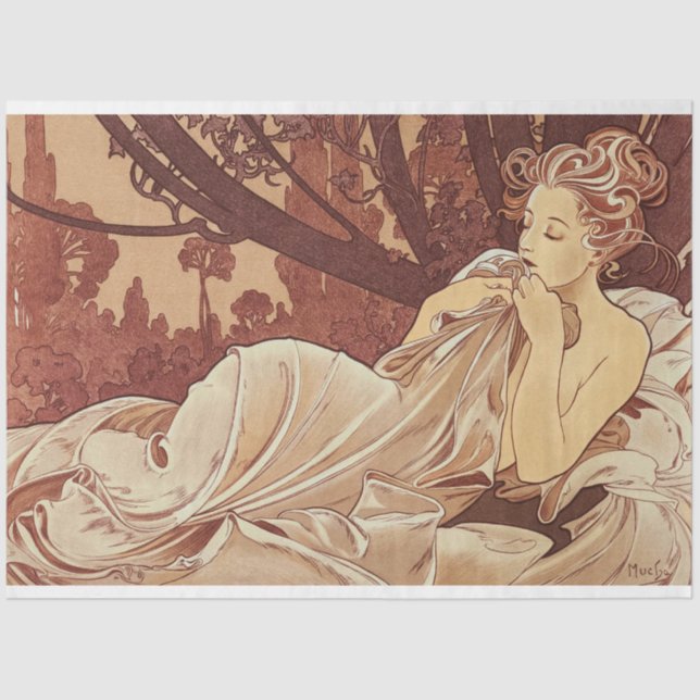 Alphonse Mucha Woman Artwork Decoupage Tissue Paper (Front)