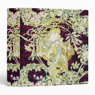 Alphonse Mucha Woman with Daisy Art Nouveau Art 3 Ring Binder