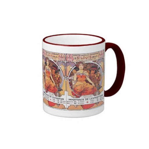 Alphonse Mucha - World's Fair 1904 St. Louis Ringer Coffee Mug | Zazzle