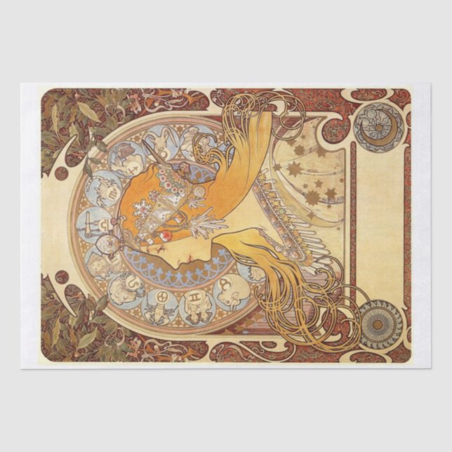 Alphonse Mucha | Zodiac -1896 Tissue Paper (Front)