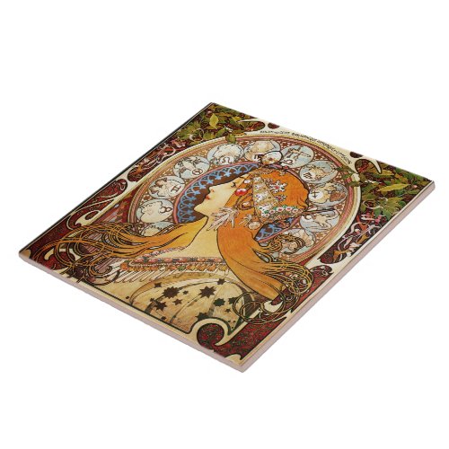 Alphonse Mucha Zodiac Ceramic Tile