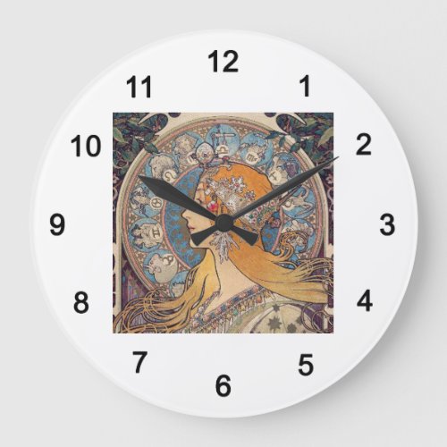 Alphonse Mucha  Zodiac Large Clock