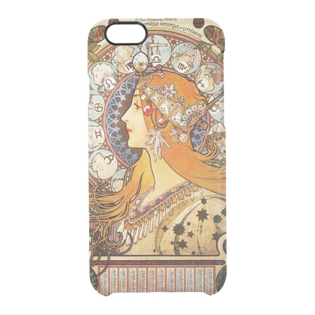 Alphonse Mucha Zodiac Uncommon iPhone Case (Back)