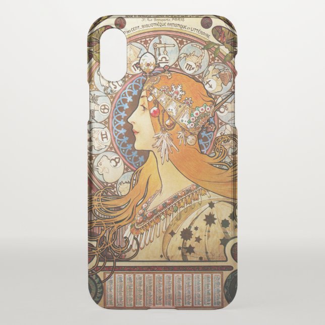 Alphonse Mucha Zodiac Uncommon iPhone Case (Back)