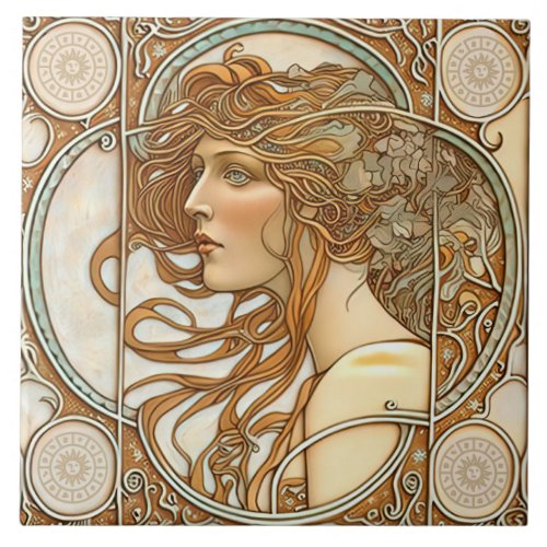 Alphonse Mucha Zodiac Wall Decor Art Nouveau Ceram Ceramic Tile