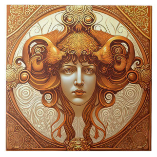 Alphonse Mucha Zodiac Wall Decor Art Nouveau Ceram Ceramic Tile