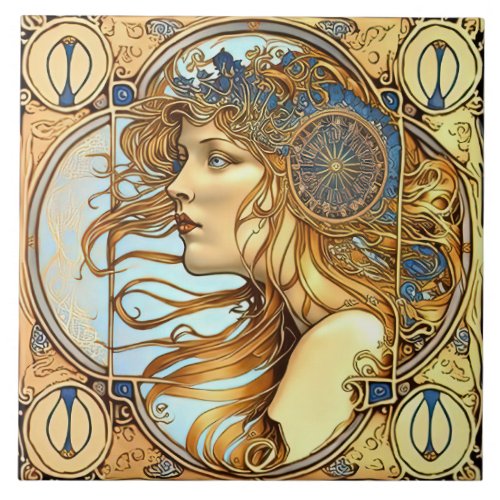 Alphonse Mucha Zodiac Wall Decor Art Nouveau Ceram Ceramic Tile