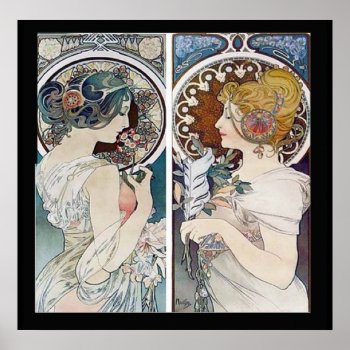 Alphonse Mucha's 2 Faces Vintage Poster by vintagestore at Zazzle