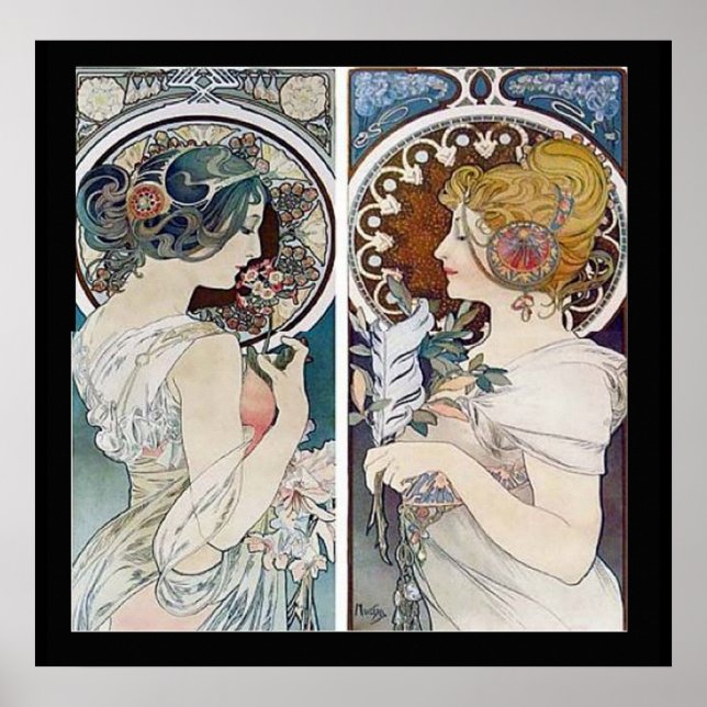 Alphonse Mucha's 2 Faces Vintage Poster (Front)
