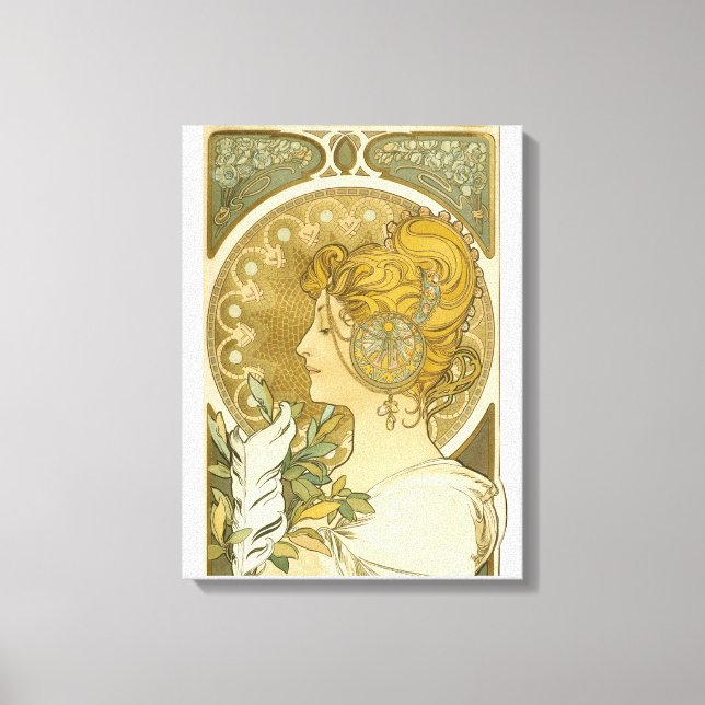 Alphonse Mucha's La Plume Canvas Print (Front)