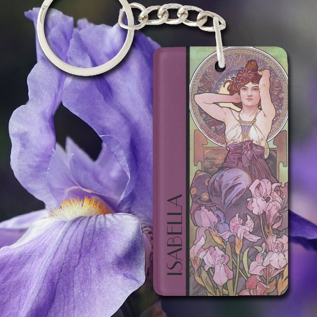 Alphonse Mucha's Precious Stones Amethyst Keychain ( Art Nouveau illustration by Alphonse Mucha small enough to carry in your pocket.  Great gift idea.)