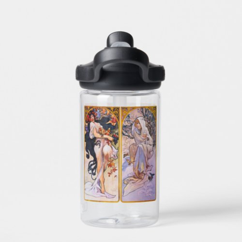 Alphonso Mucha Illustrations on a Water Bottle