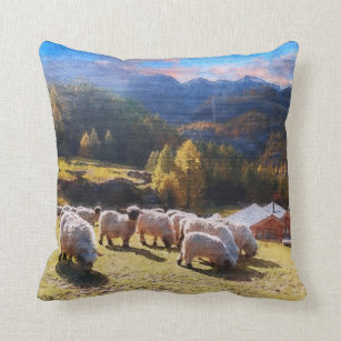 Alpine Autumn Sheep   Throw Pillow