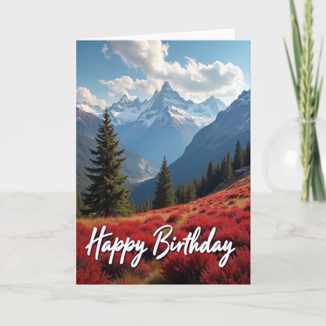Alpine Birthday Peaks Card (Front)
