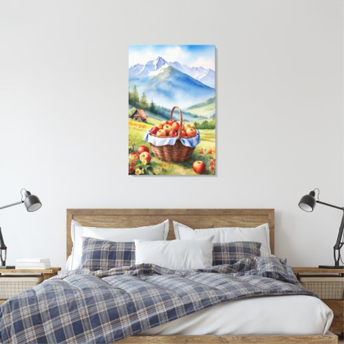 Alpine Bloom Colorful Apple Basket Canvas Print