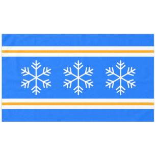 Alpine Blue Orange Stripes White Nordic Snowflakes Tablecloth