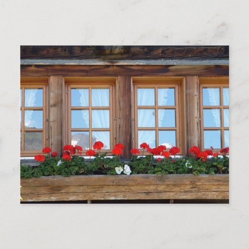 Alpine Chalet Window Postcard