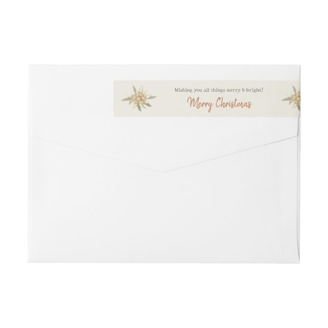 Alpine Christmas Edelweiss Adress Wrap Around Labe Label (Back)