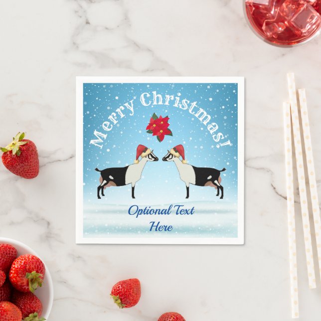 Alpine Dairy Goat Christmas in the snow Napkins (Insitu)