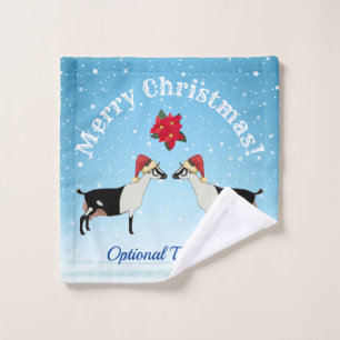 Alpine Dairy Goat Christmas in the snow Wash Cloth