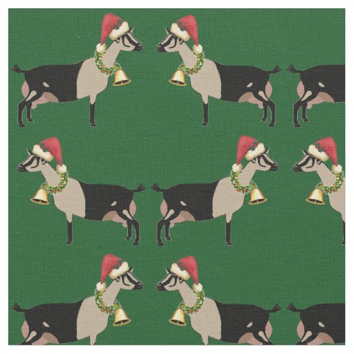 Alpine Dairy Goat Green Christmas Fabric