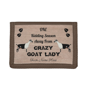 Alpine Dairy Goat Herd Crazy Goat Lady Brown Tri-fold Wallet