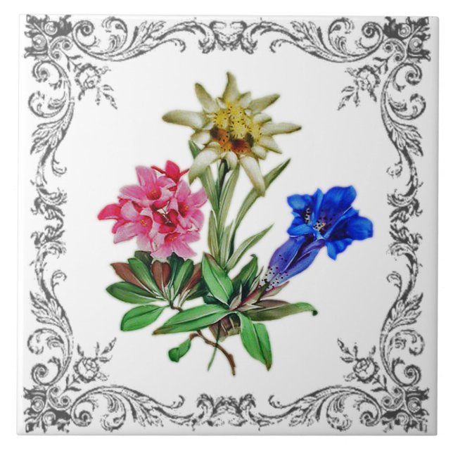 Alpine Flowers Ceramic Tile (Front)