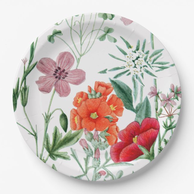 Alpine Flowers Garden Party Paper Plates (Front)