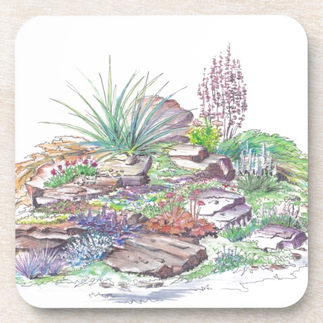 Alpine Garden Landscaping Drink Coaster (Front)