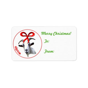 Alpine Goat Christmas Gift Tag Sticker
