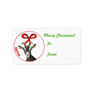 Alpine Goat Christmas Gift Tag Sticker