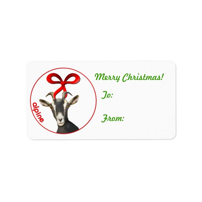 Alpine Goat Christmas  Gift Tag Sticker (Front)