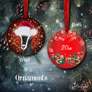 Alpine Goat Santa Hat Christmas Ornament