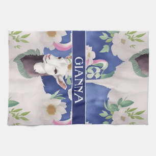 Alpine Goat Watercolor Colorful Pattern Kitchen Towel