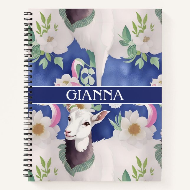Alpine Goat Watercolor Colorful Pattern Notebook (Front)