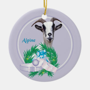 Alpine Goat Wreath Holiday Ornament