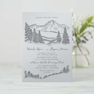 Alpine Hills Relief Print Wedding Invitation