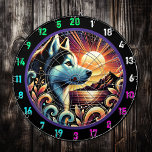 Alpine Husky Sunset Wall Feature Dart Board<br><div class="desc">Bring the wild beauty of the Alpine Husky Sunset Wall Feature into your man cave or game room. This stunning centerpiece showcases a majestic husky framed by radiant mountains and a vibrant sunset, creating an atmosphere of adventure and energy. Perfect for parties, dorm rooms, or game nights, this decor captures...</div>