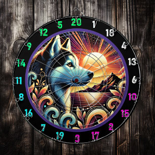 Alpine Husky Sunset Wall Feature Dart Board