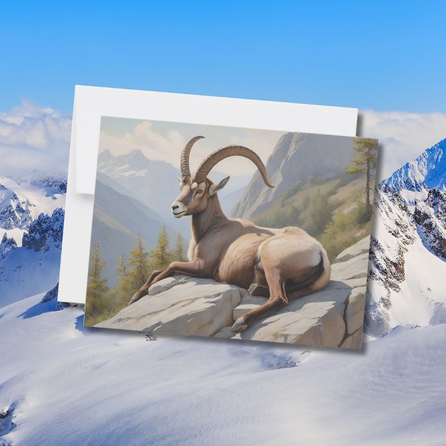 Alpine Ibex laying on rocky cliff  Postcard (Creator Uploaded)
