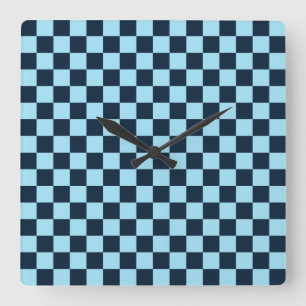Alpine ice checkerboard pattern square wall clock