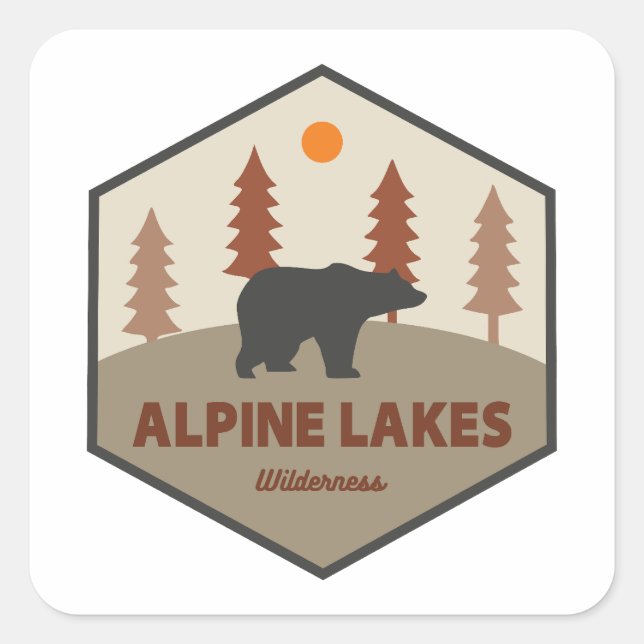 Alpine Lakes Wilderness Washington Bear Square Sticker (Front)