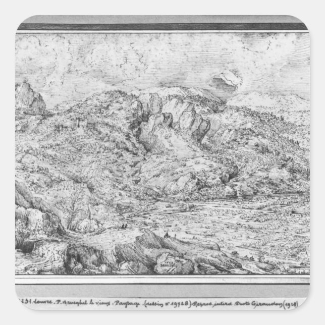 Alpine landscape, 1553 square sticker (Front)