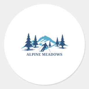 Alpine Meadows California Ski Resort Skiing Skier Classic Round Sticker