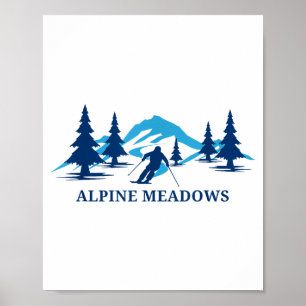 Alpine meadows california ski resort skiing skier  poster